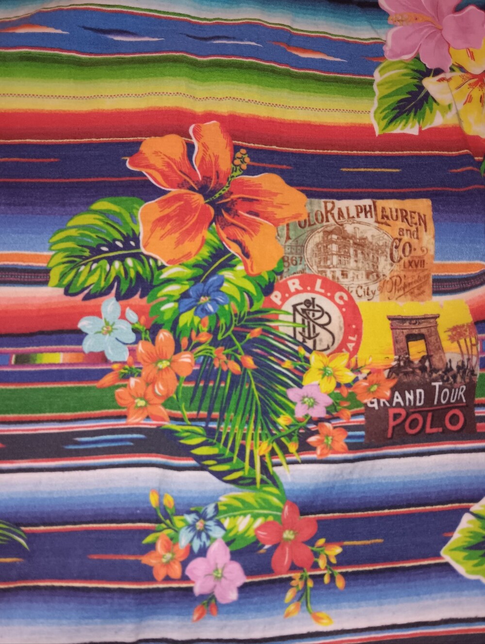 Polo Ralph Lauren Tropical Print Linen Short Sleeve Shirt
